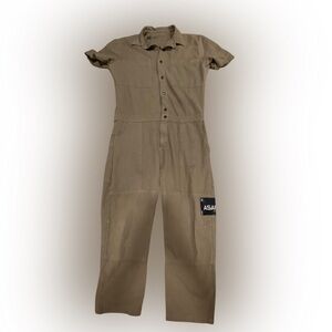 ORGANIC COTTON Utility Jumpsuit with Relaxed Fit and Short Sleeves